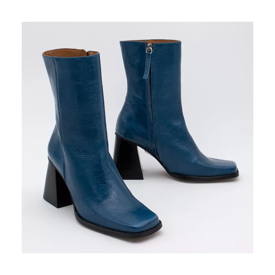 Boots And Booties<Ángel Alarcón Oconnor - Shiny Leather Ankle Boots With Zipper & Block Heel