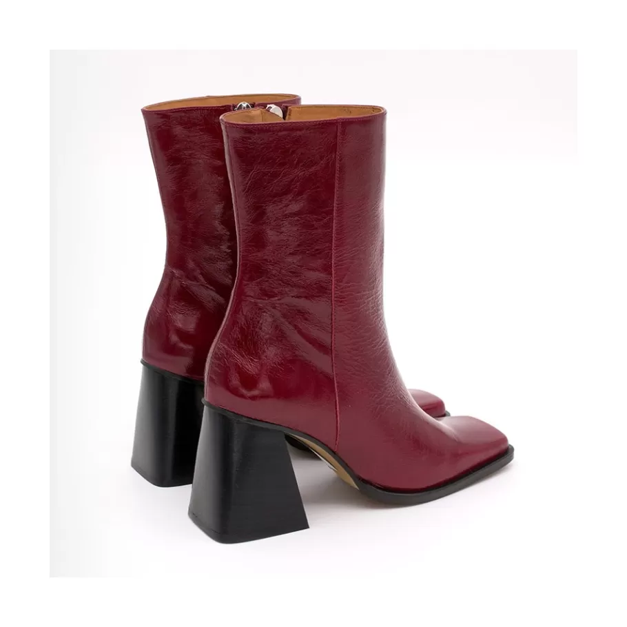 Boots And Booties<Ángel Alarcón Oconnor - Shiny Leather Ankle Boots With Zipper & Block Heel