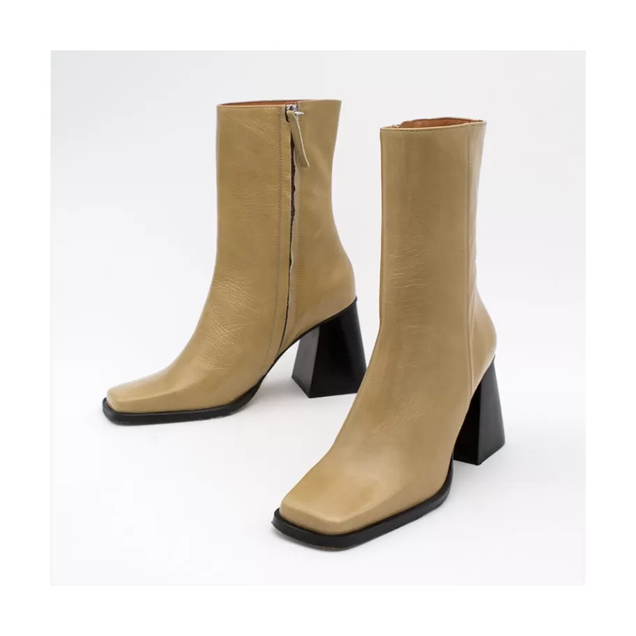 Boots And Booties<Ángel Alarcón Oconnor - Shiny Leather Ankle Boots With Zipper & Block Heel