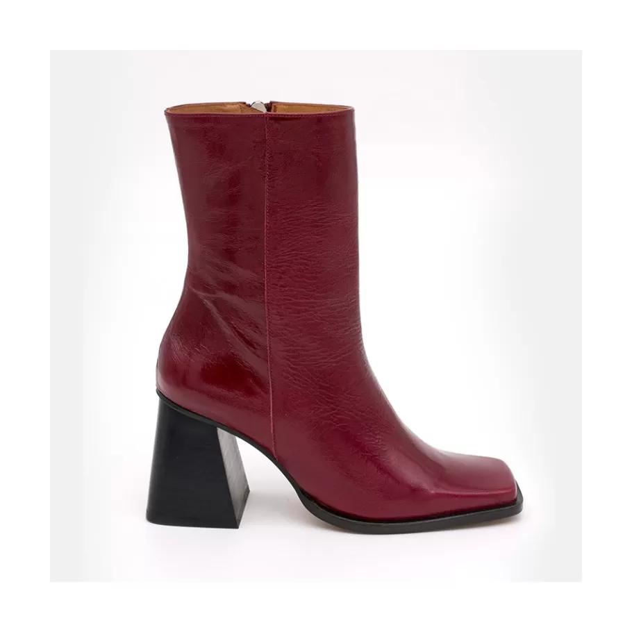 Boots And Booties<Ángel Alarcón Oconnor - Shiny Leather Ankle Boots With Zipper & Block Heel