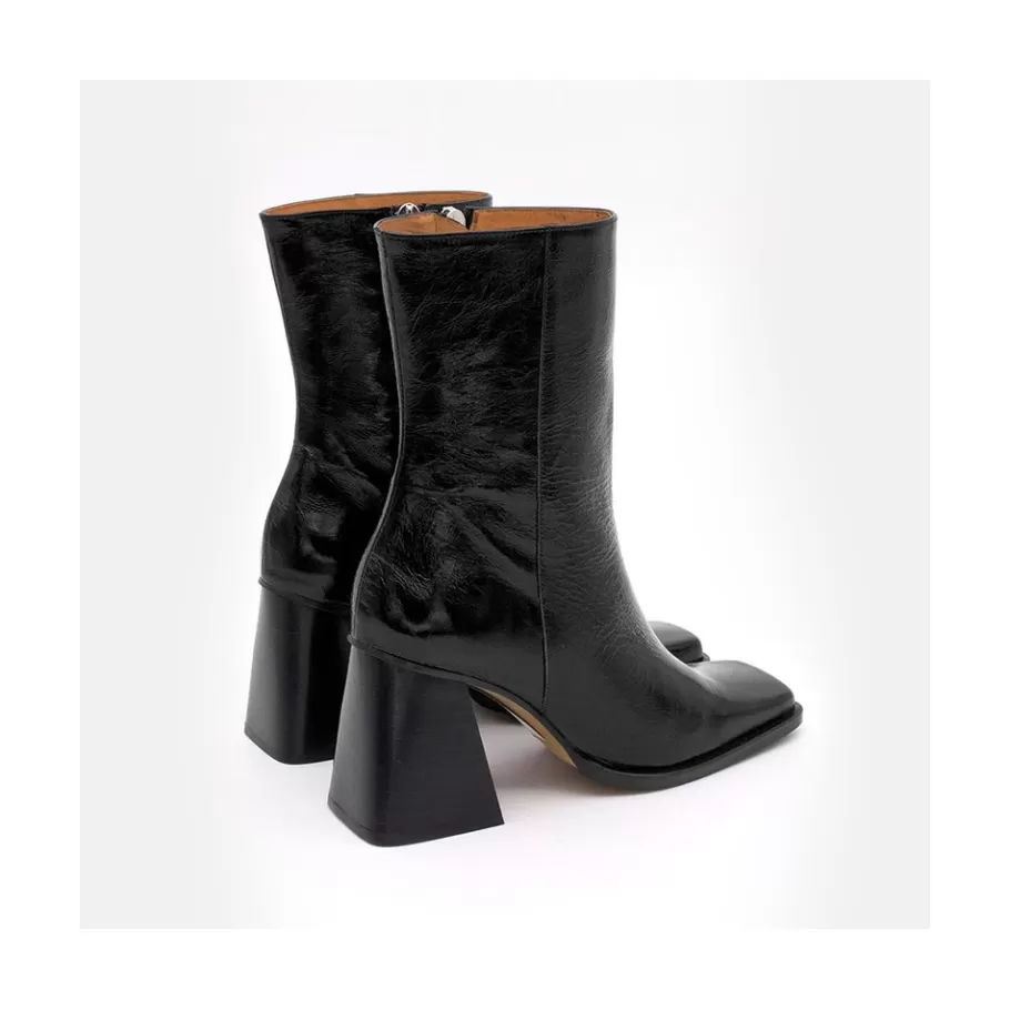 Boots And Booties<Ángel Alarcón Oconnor - Shiny Leather Ankle Boots With Zipper & Block Heel
