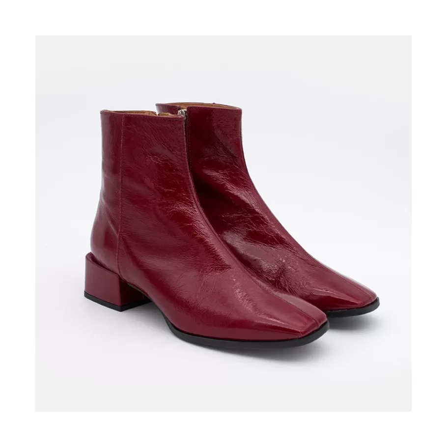 Last Units<Ángel Alarcón Oyate - Comfortable Shiny Leather Booties With Low Wide Heels