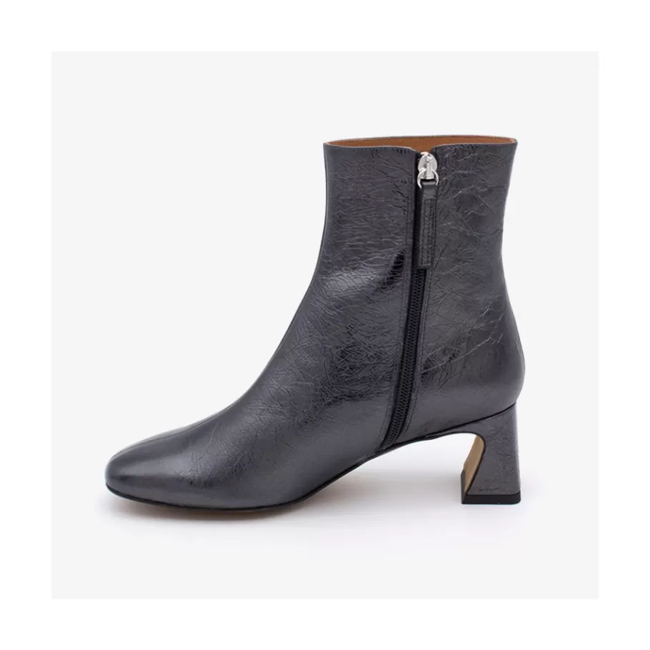 Metallized Shoes<Ángel Alarcón Parsons - Women S Metallized Leather Booties With Comfortable Low Heels