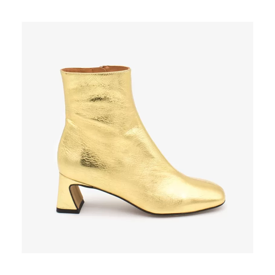 Metallized Shoes<Ángel Alarcón Parsons - Women S Metallized Leather Booties With Comfortable Low Heels