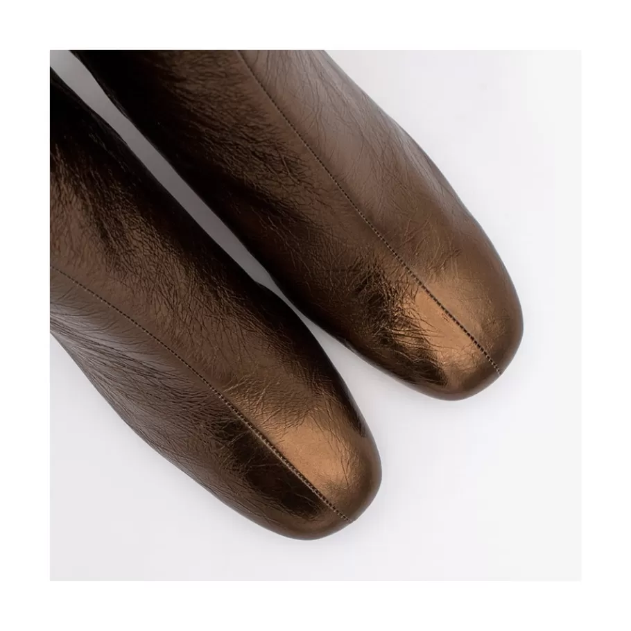 Metallized Shoes<Ángel Alarcón Parsons - Women S Metallized Leather Booties With Comfortable Low Heels