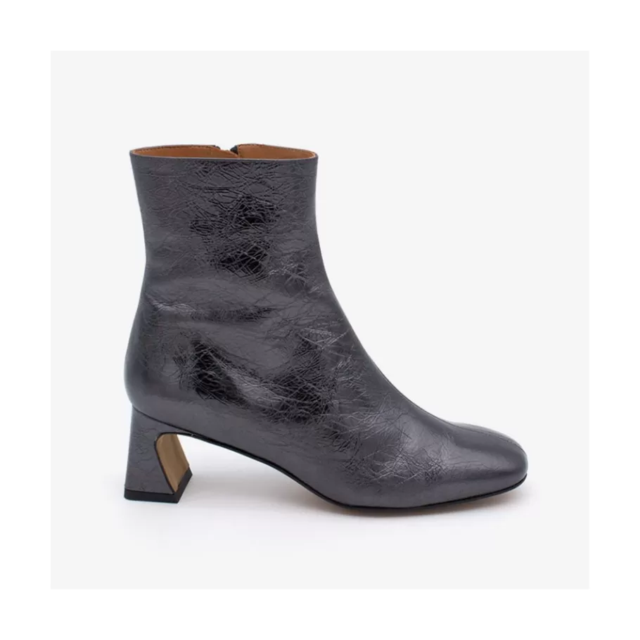 Metallized Shoes<Ángel Alarcón Parsons - Women S Metallized Leather Booties With Comfortable Low Heels