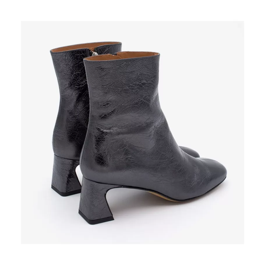 Metallized Shoes<Ángel Alarcón Parsons - Women S Metallized Leather Booties With Comfortable Low Heels