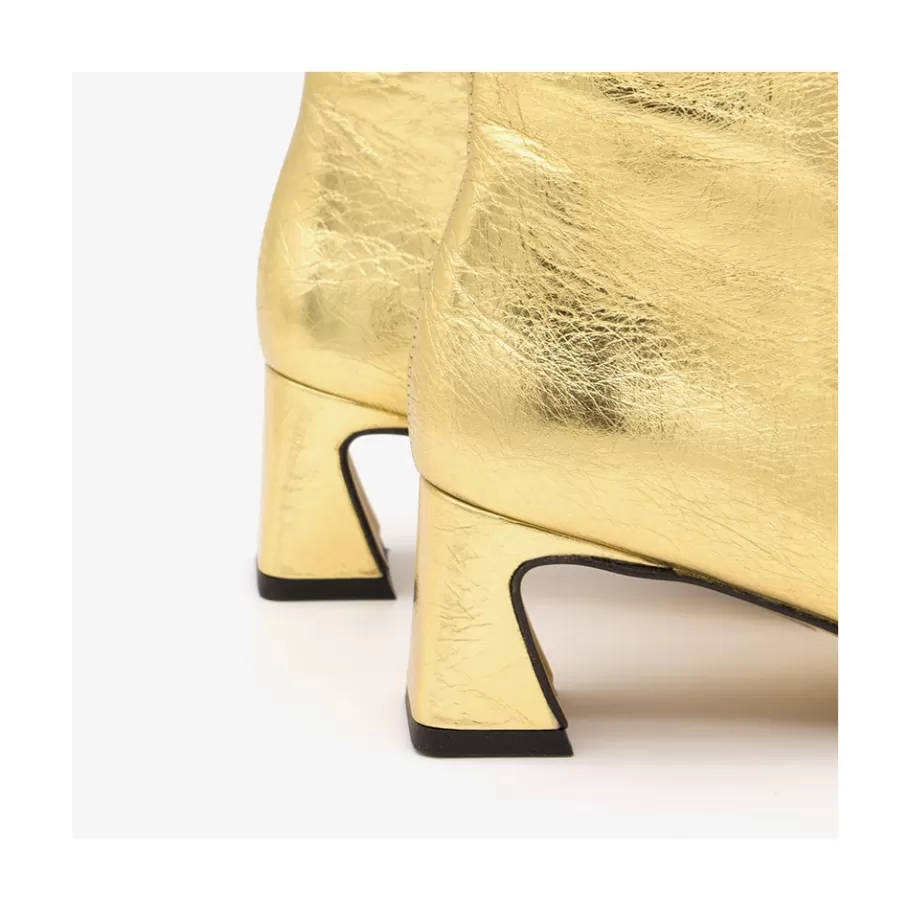 Metallized Shoes<Ángel Alarcón Parsons - Women S Metallized Leather Booties With Comfortable Low Heels