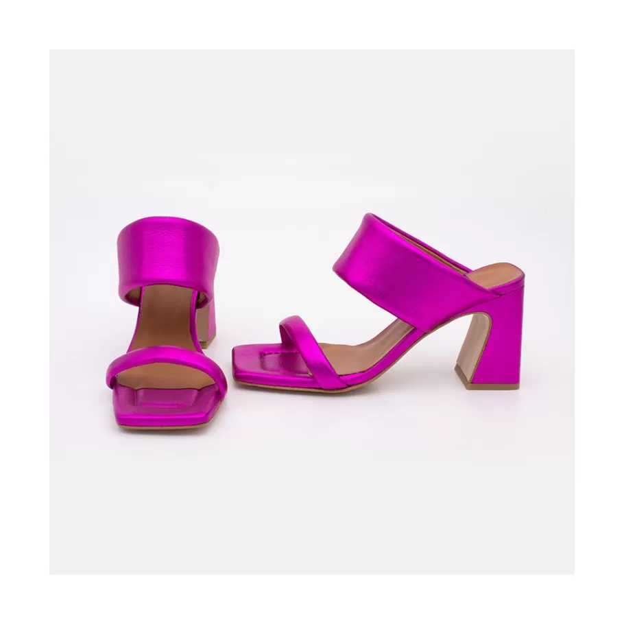 Last Units<Ángel Alarcón Parton - Metallized Leather Foamed Heeled Sandals