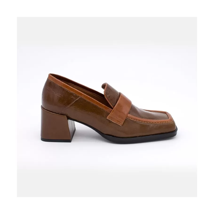 Moccasins<Ángel Alarcón Peggy - Duotone Shiny Leather Women S Moccasin With Block Heel