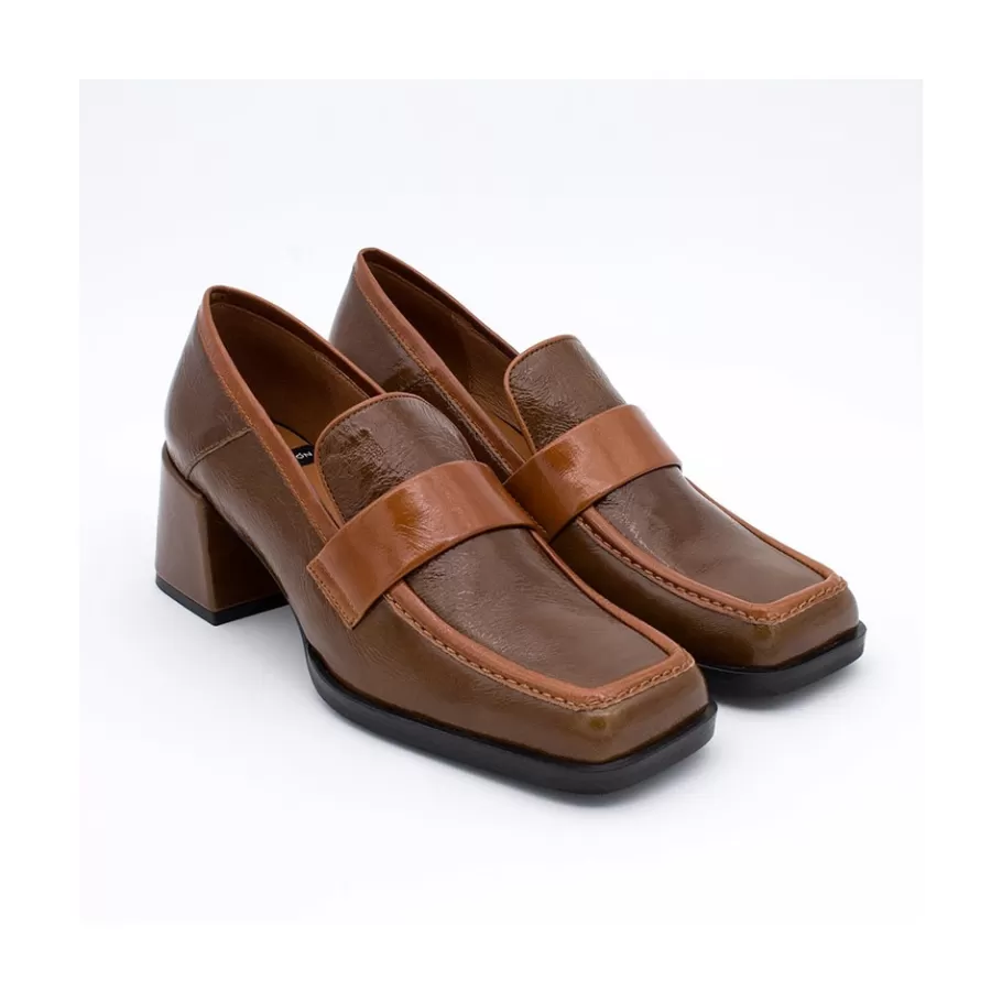 Moccasins<Ángel Alarcón Peggy - Duotone Shiny Leather Women S Moccasin With Block Heel