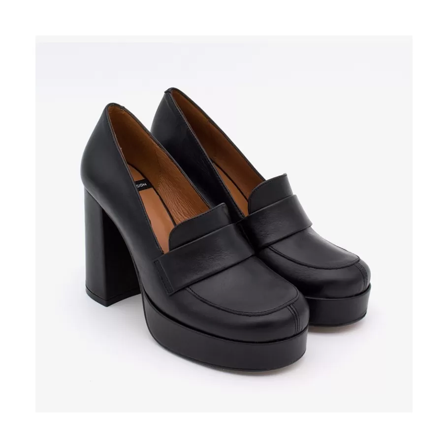Heeled Shoes<Ángel Alarcón Petra - Women S Leather Moccasins With Block High Heel And Platform