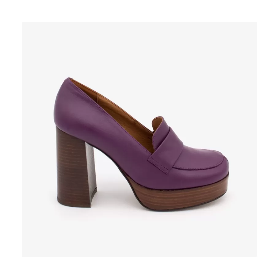 Heeled Shoes<Ángel Alarcón Petra - Women S Leather Moccasins With Wood Block High Heel And Platform