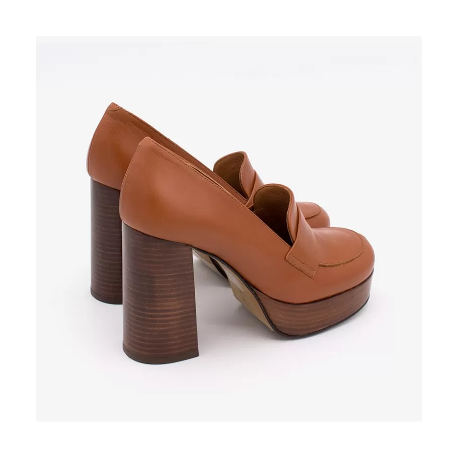 Heeled Shoes<Ángel Alarcón Petra - Women S Leather Moccasins With Wood Block High Heel And Platform