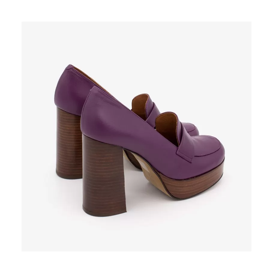 Heeled Shoes<Ángel Alarcón Petra - Women S Leather Moccasins With Wood Block High Heel And Platform