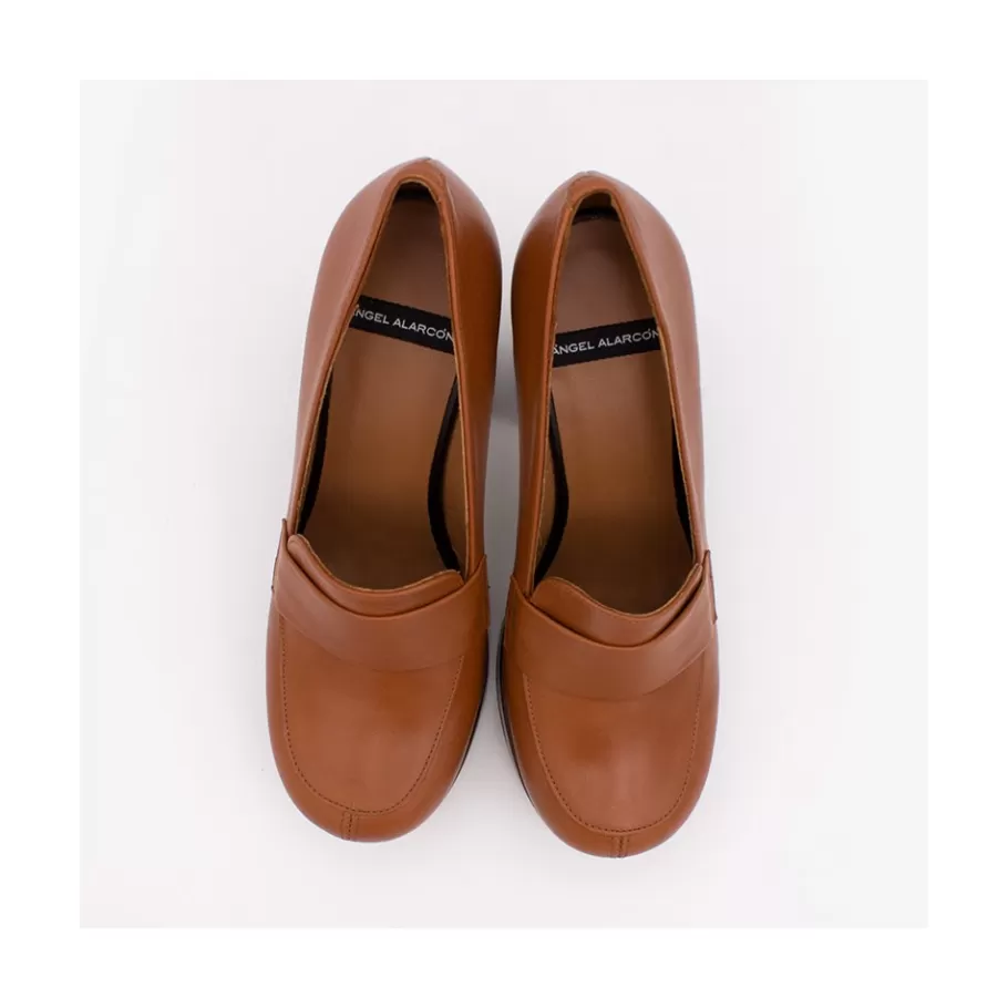 Heeled Shoes<Ángel Alarcón Petra - Women S Leather Moccasins With Wood Block High Heel And Platform
