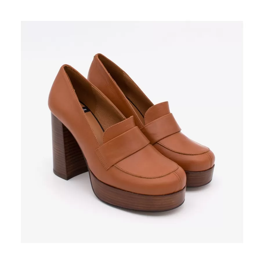Heeled Shoes<Ángel Alarcón Petra - Women S Leather Moccasins With Wood Block High Heel And Platform