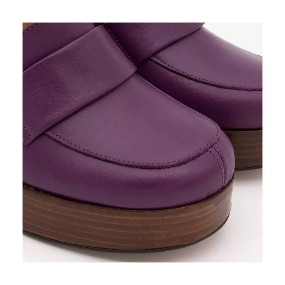 Heeled Shoes<Ángel Alarcón Petra - Women S Leather Moccasins With Wood Block High Heel And Platform