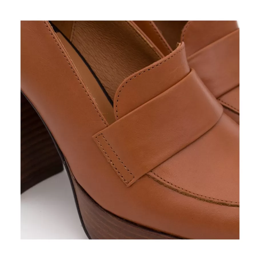 Heeled Shoes<Ángel Alarcón Petra - Women S Leather Moccasins With Wood Block High Heel And Platform