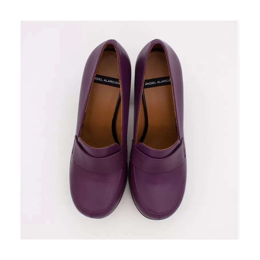 Heeled Shoes<Ángel Alarcón Petra - Women S Leather Moccasins With Wood Block High Heel And Platform
