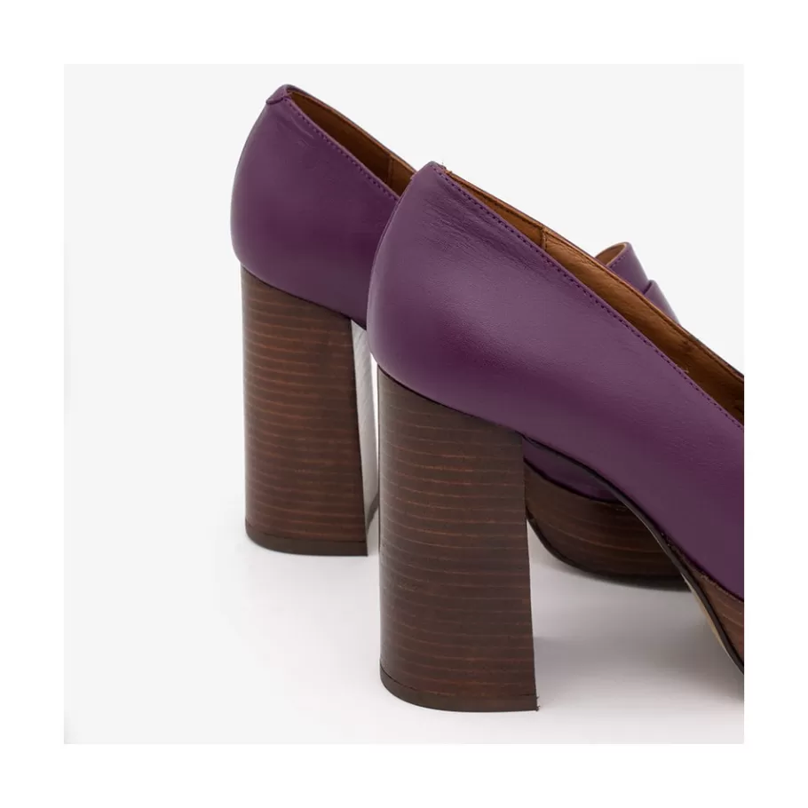 Heeled Shoes<Ángel Alarcón Petra - Women S Leather Moccasins With Wood Block High Heel And Platform