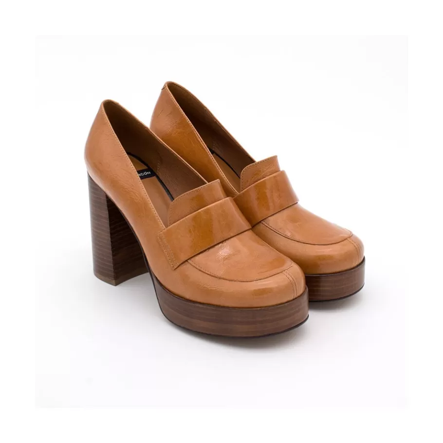 Heeled Shoes<Ángel Alarcón Petra - Women S Moccasins With Wood Block High Heel And Platform