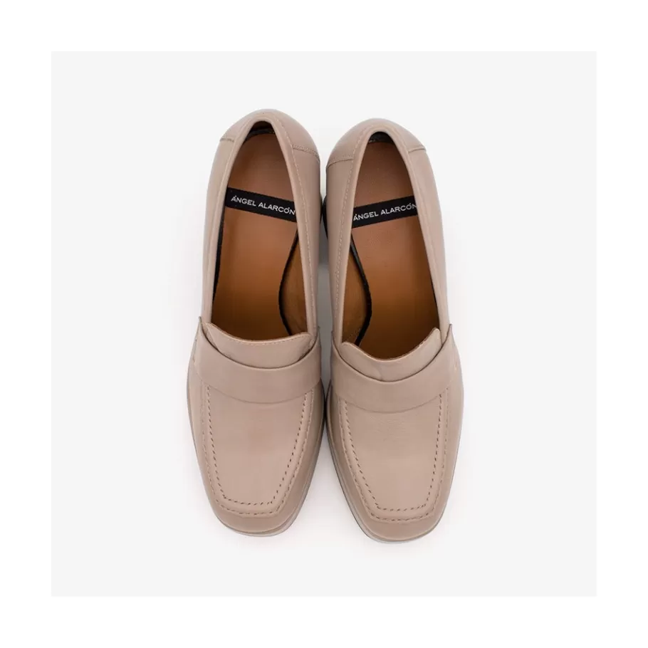 Heeled Shoes<Ángel Alarcón Pinay - Leather Women S Moccasin With Block Heel And Platform