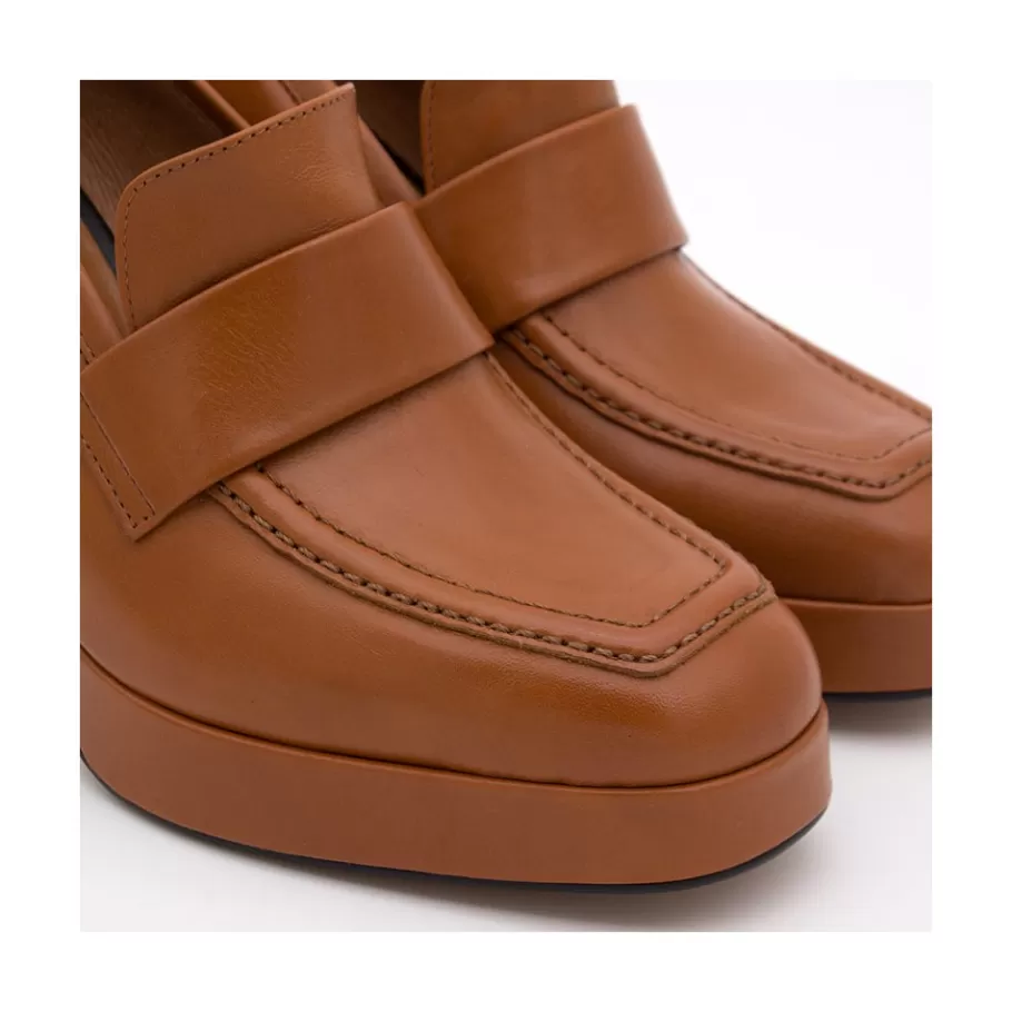 Heeled Shoes<Ángel Alarcón Pinay - Leather Women S Moccasin With Block Heel And Platform