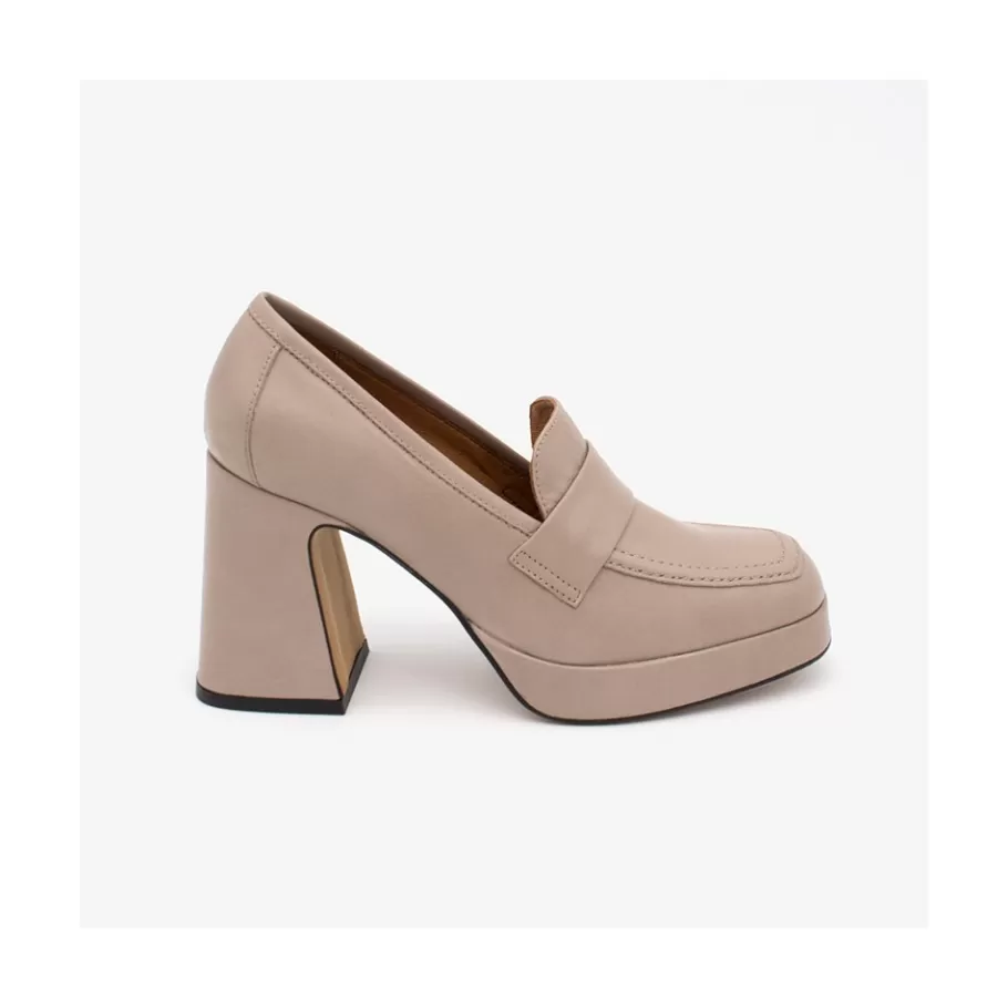 Heeled Shoes<Ángel Alarcón Pinay - Leather Women S Moccasin With Block Heel And Platform