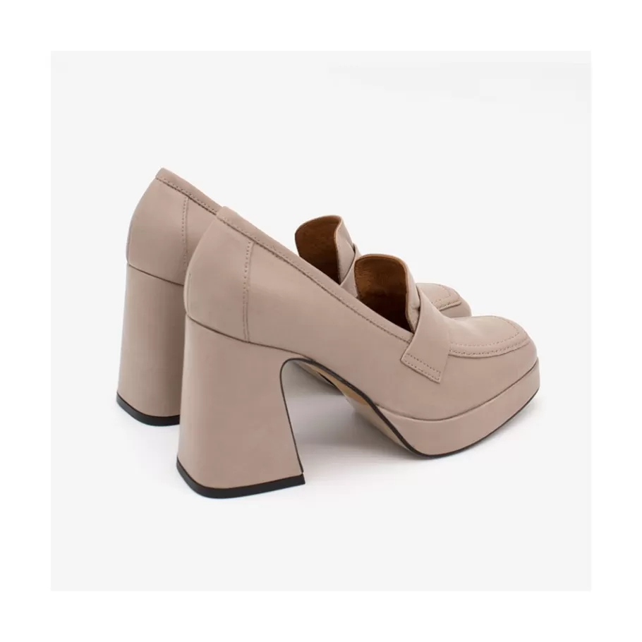 Heeled Shoes<Ángel Alarcón Pinay - Leather Women S Moccasin With Block Heel And Platform