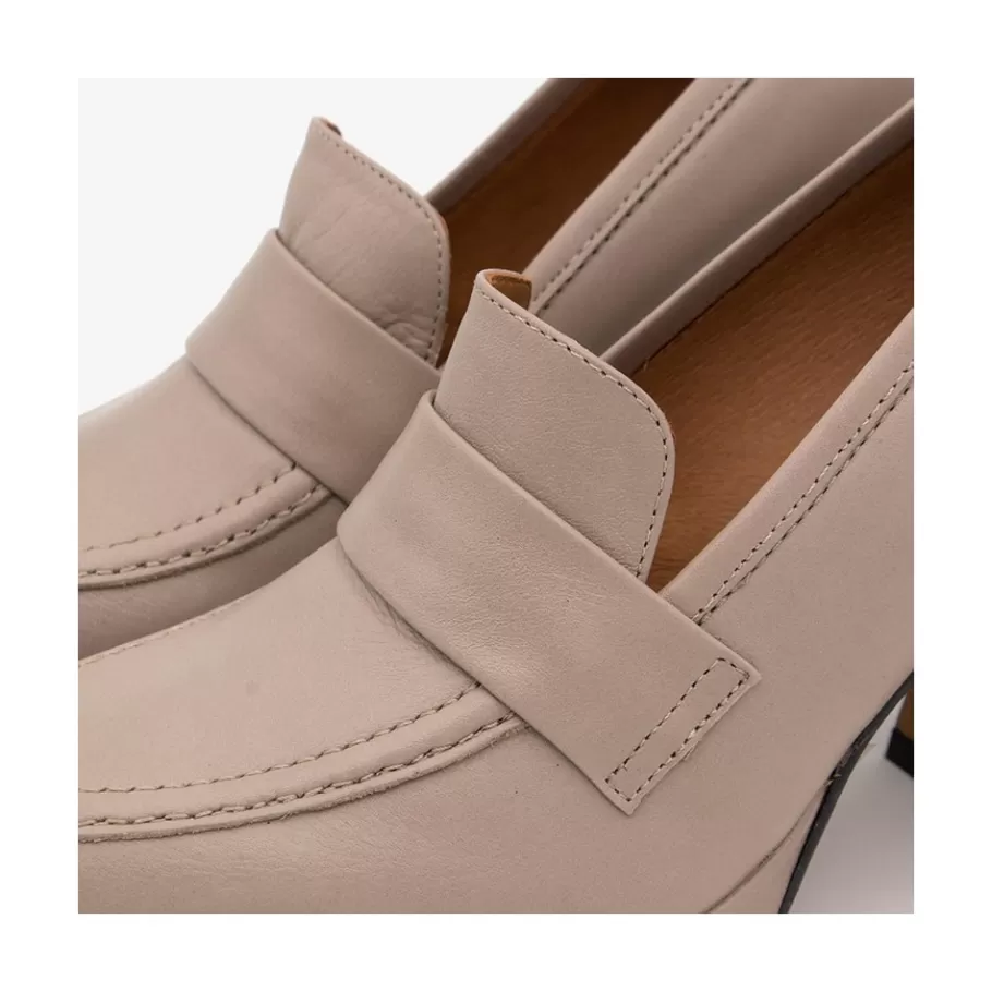 Heeled Shoes<Ángel Alarcón Pinay - Leather Women S Moccasin With Block Heel And Platform