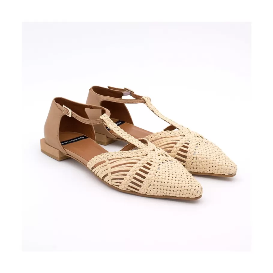 Last Units<Ángel Alarcón Pulp - Raffia T-Strap Flat Sandal