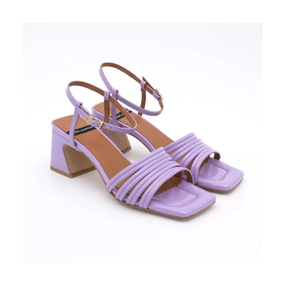 Wedding & Party Sandals<Ángel Alarcón Roberts - Metallized Leather Strap Sandals With Medium Heel