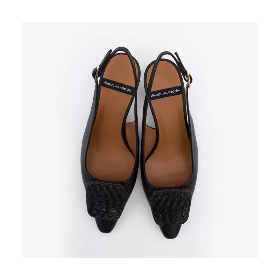 Last Units<Ángel Alarcón Tamar - Sling Back Pointed Toe Leather Pump With Ornament
