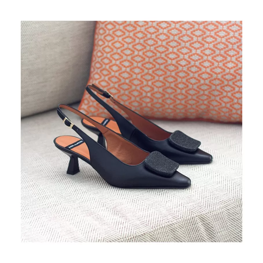 Last Units<Ángel Alarcón Tamar - Sling Back Pointed Toe Leather Pump With Ornament