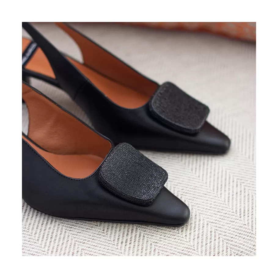 Last Units<Ángel Alarcón Tamar - Sling Back Pointed Toe Leather Pump With Ornament