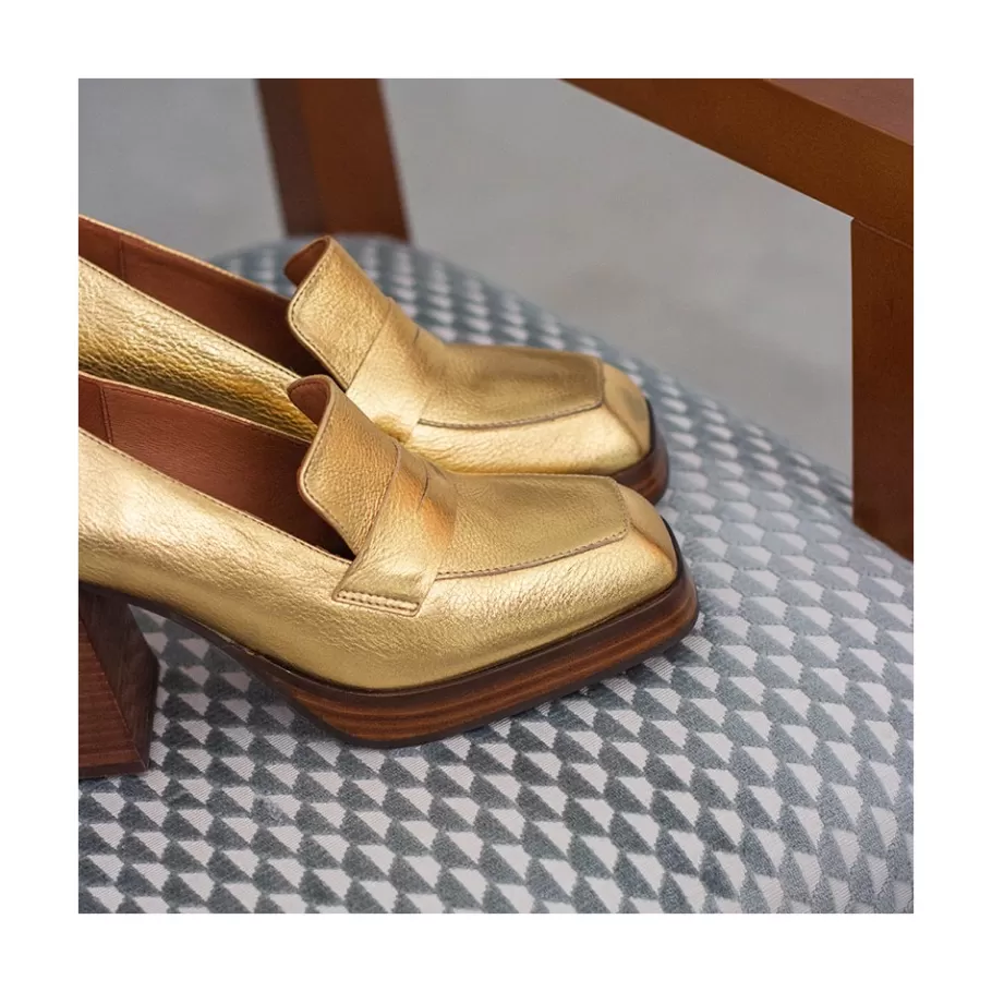 Heeled Shoes<Ángel Alarcón Tular - Women S Chunky Heels & Platforms Metallized Leather Moccasins
