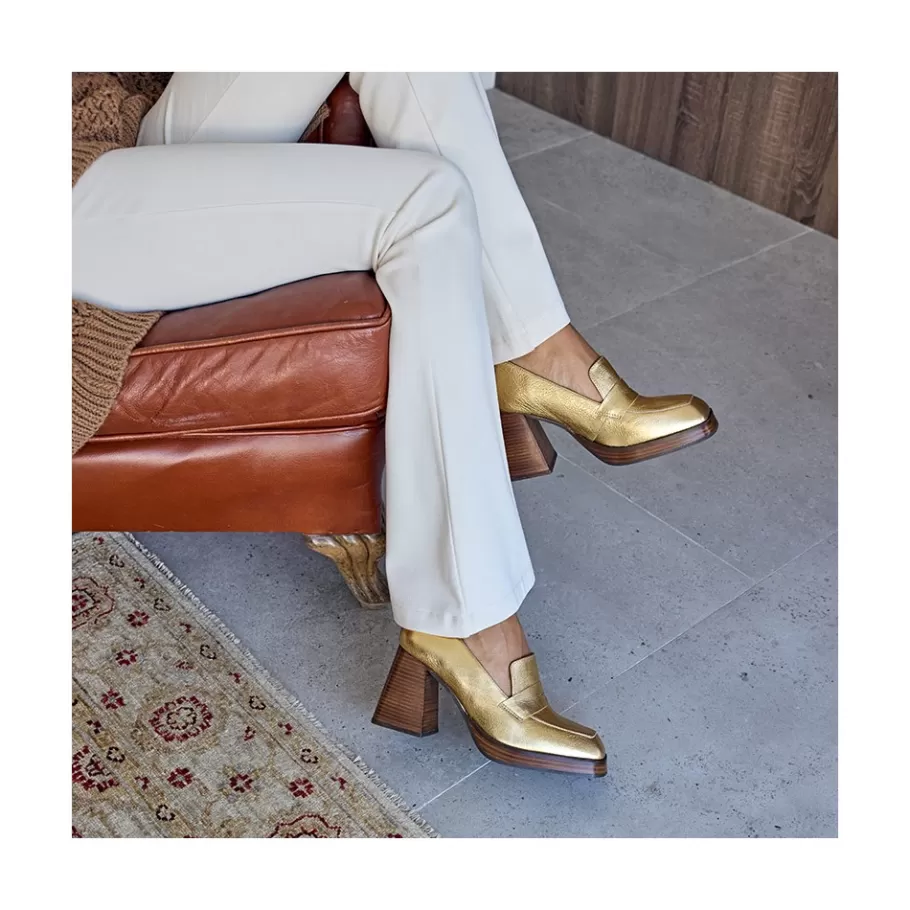 Heeled Shoes<Ángel Alarcón Tular - Women S Chunky Heels & Platforms Metallized Leather Moccasins