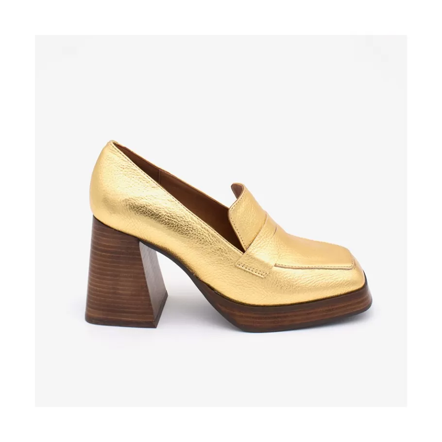 Heeled Shoes<Ángel Alarcón Tular - Women S Chunky Heels & Platforms Metallized Leather Moccasins